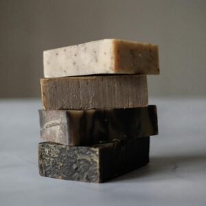 A stack of handmade organic soap bars, perfect for eco-friendly skincare routines.