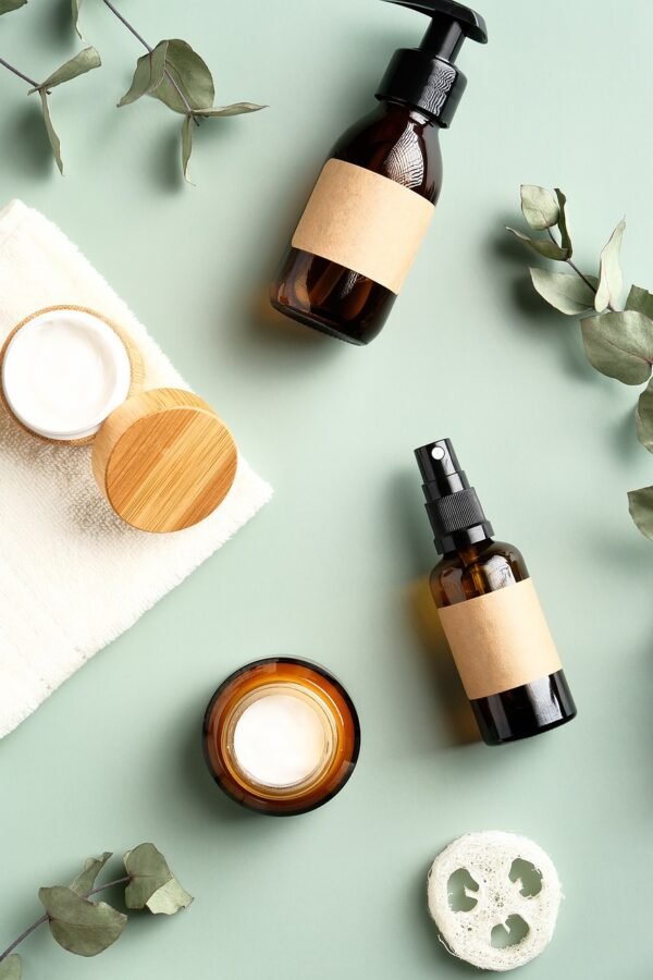 cosmetics, beauty, products, containers, herbs, nature, leaves, organic, healthy